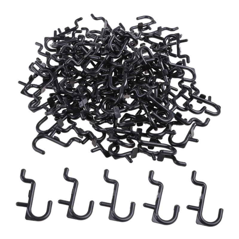 50Pcs/100Pcs J Shape Peg Hook Plastic Pegboard Hook for Peg Board Tool