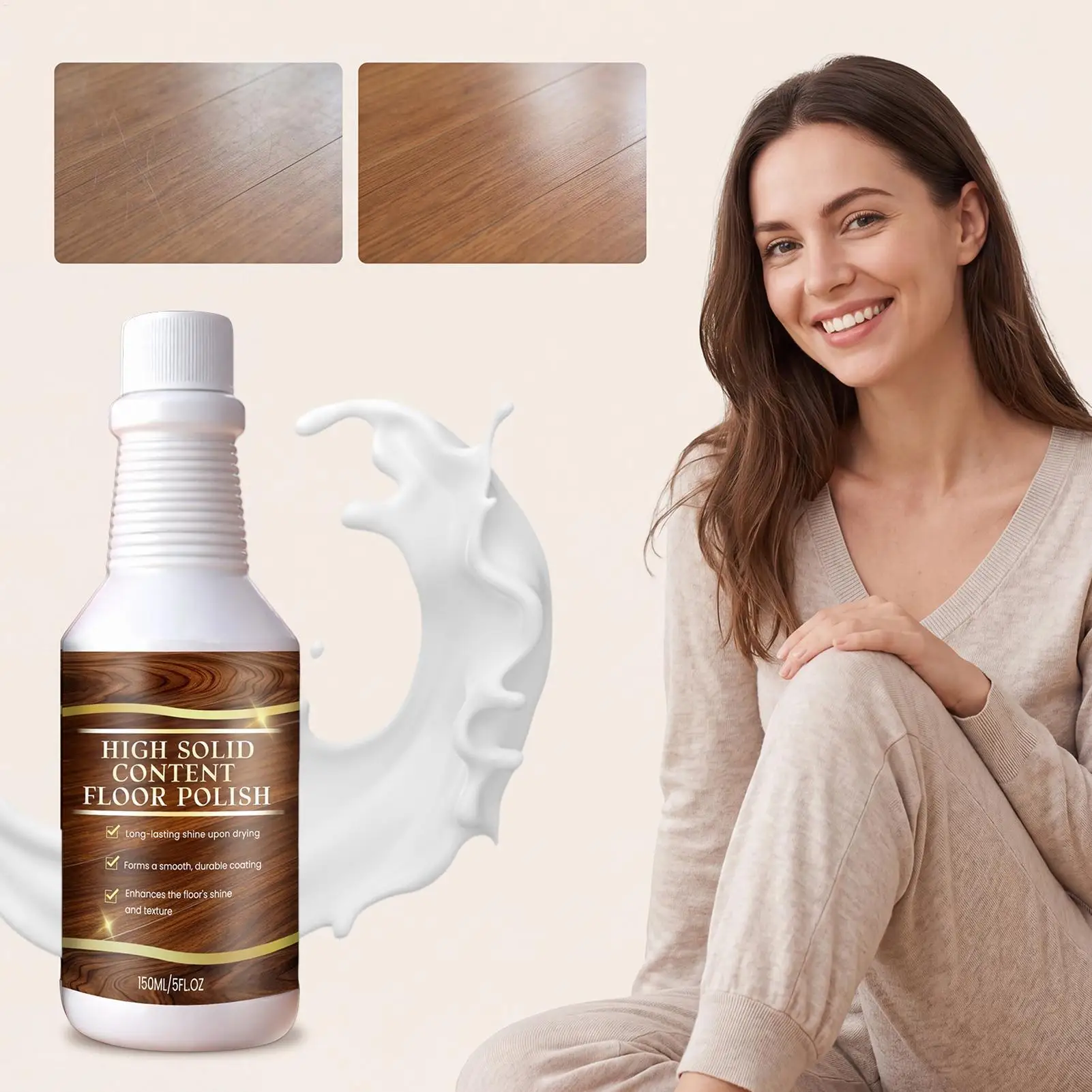 150ml Home Office Wood Floor Scratch Remover, Restores Shine & Gloss for Laminate & Hardwood, Anti-Wear Marks Repair Liquid