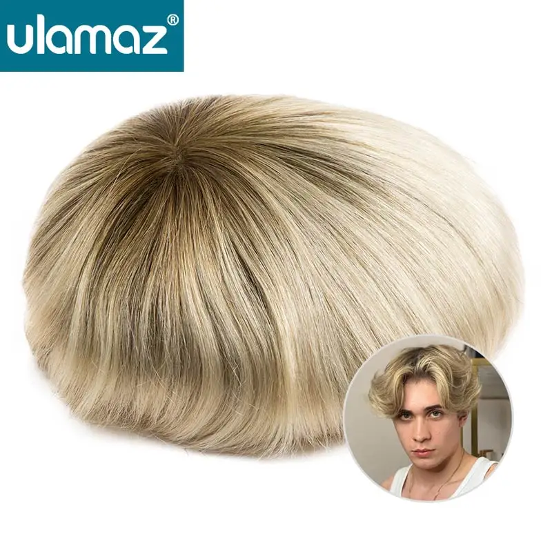 

French Lace Wigs for Men Bleach Knots Lace Front Toupee Man Wig Full Lace Male Hair Prosthesis Natural Human Hair Lace Men's Wig