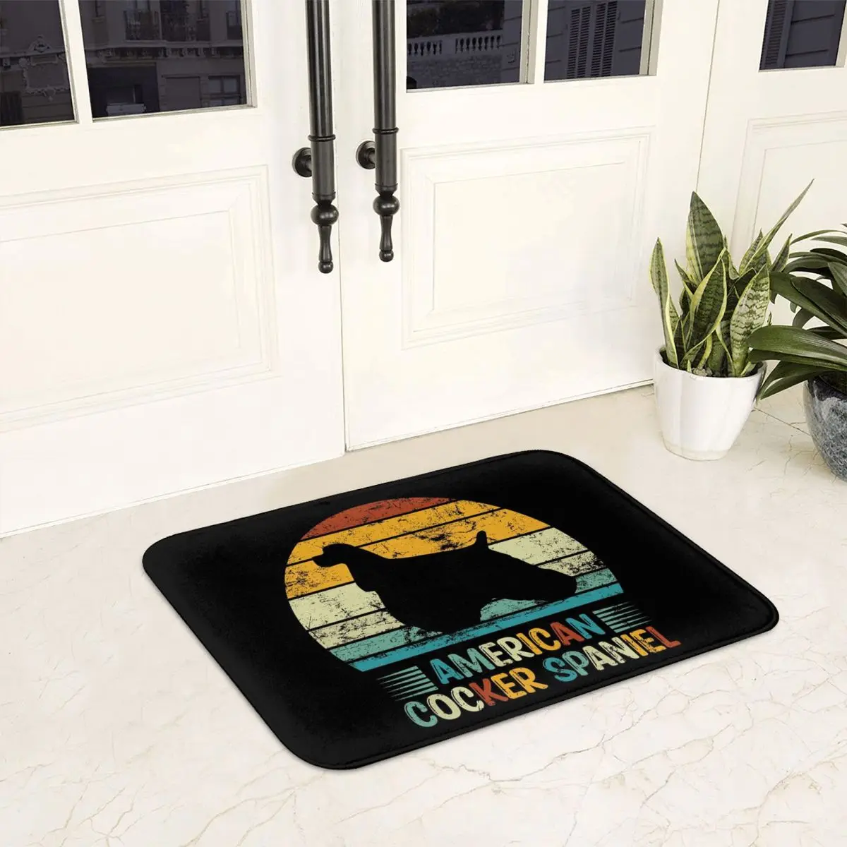 American Cocker Spaniel Dog Silhouette Vintage Doormat Non-slip Bath Mats Home Entrance Rugs Kitchen Living Room Carpet Footpad