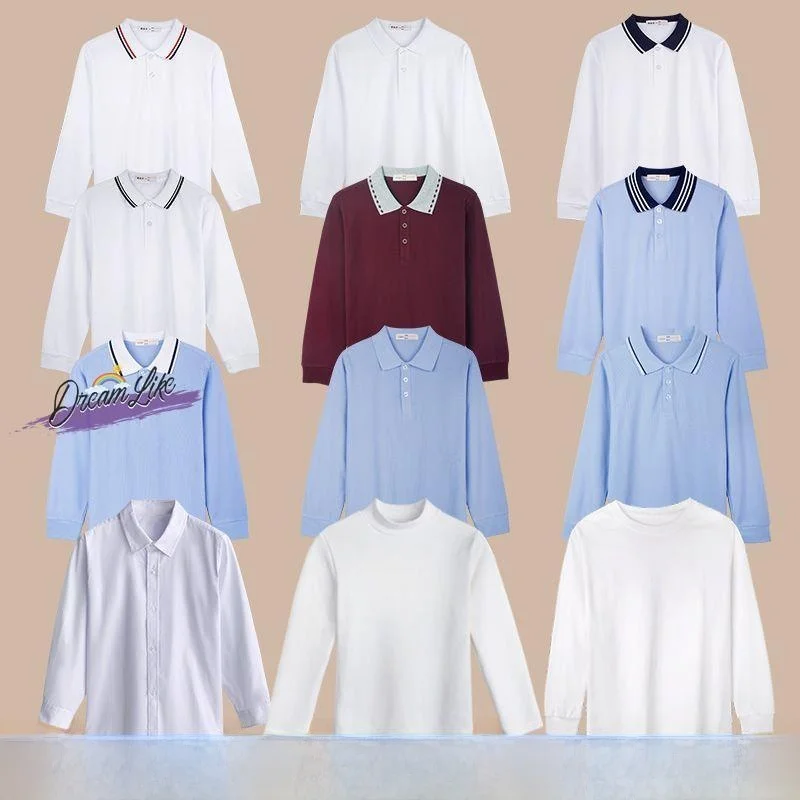 

School orm irt Long Sve Collared Inner Wear for Boys And Girls Cloud Brand Autumn Season Student Outfit