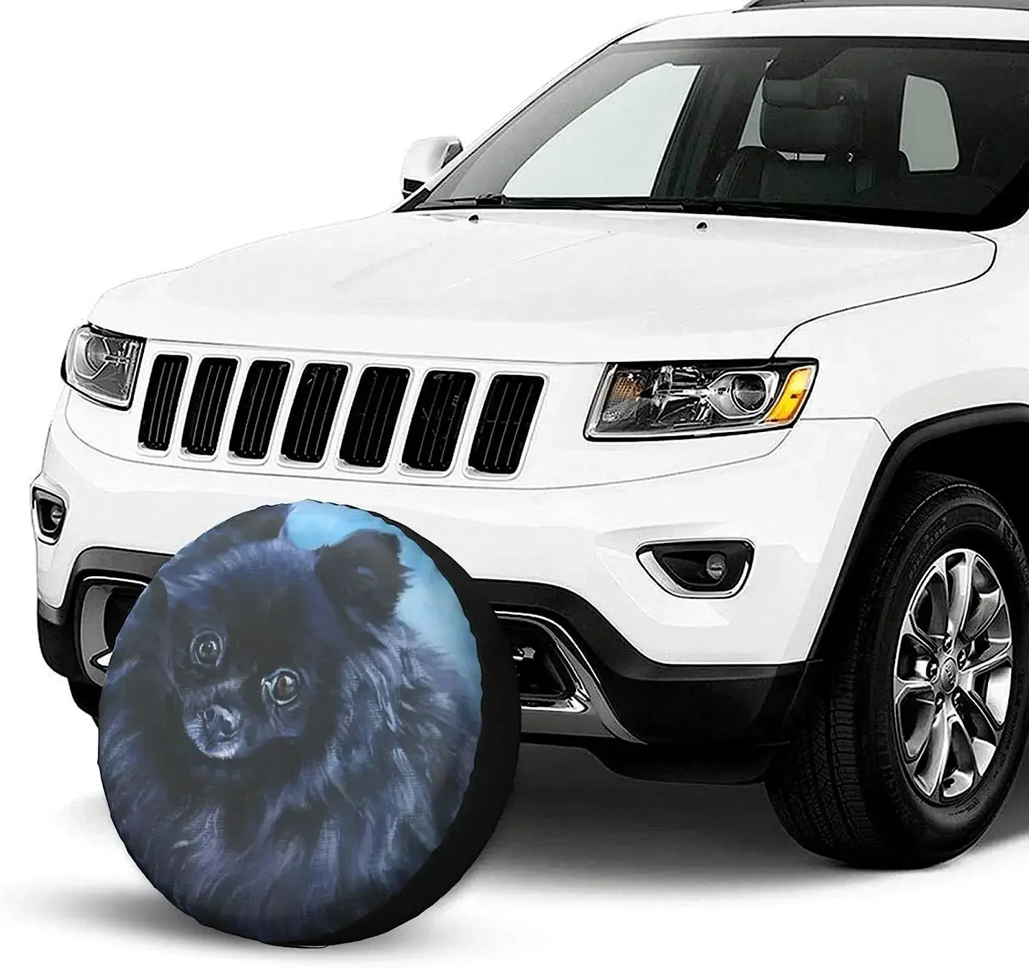

Lindo perro Pomerania cubierta neumático repuesto protectors ruedas agua a testing polvo Universal apto para remolque Rv SUV