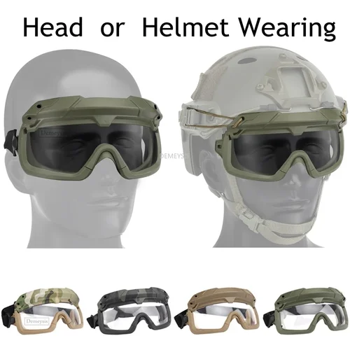 Gafas de seguridad tácticas, gafas protectoras para ojos para Airsoft, Paintball, tiro, senderismo, juego CS, uso de cabeza o casco