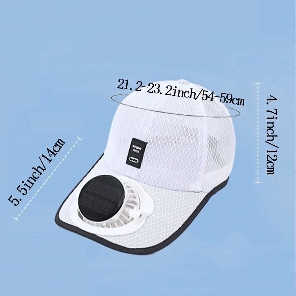 Hands-Free Cooling Baseball Cap with Solar-Powered Fan, USB Rechargeable 3 Speed Wind Sun Hat for Outdoor Hiking Fishing Travel