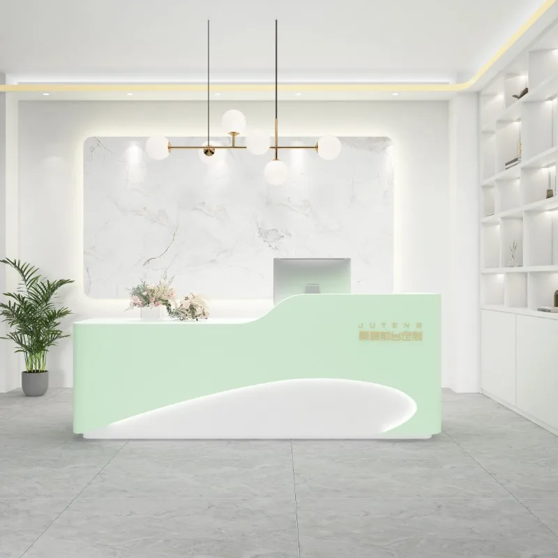 Commercial Modern Reception Desks White Hotel Service Front Information Reception Desks Cabinet Mesa Escritorio Furnitures