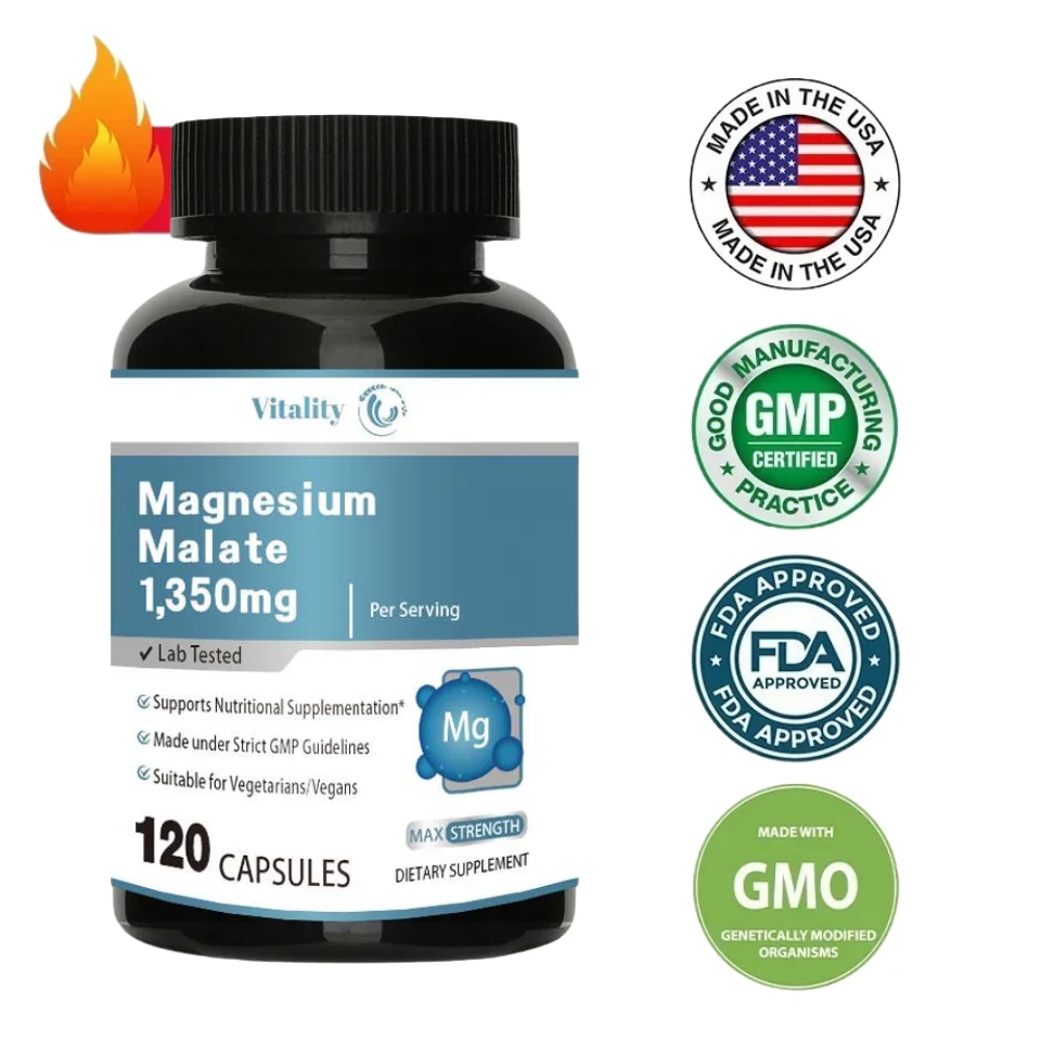 Vitality Magnesium Complex Citrate Malate Taurate Bone Supplement for Sleep Leg Cramps Muscle Relaxation Improve Heart Healthy