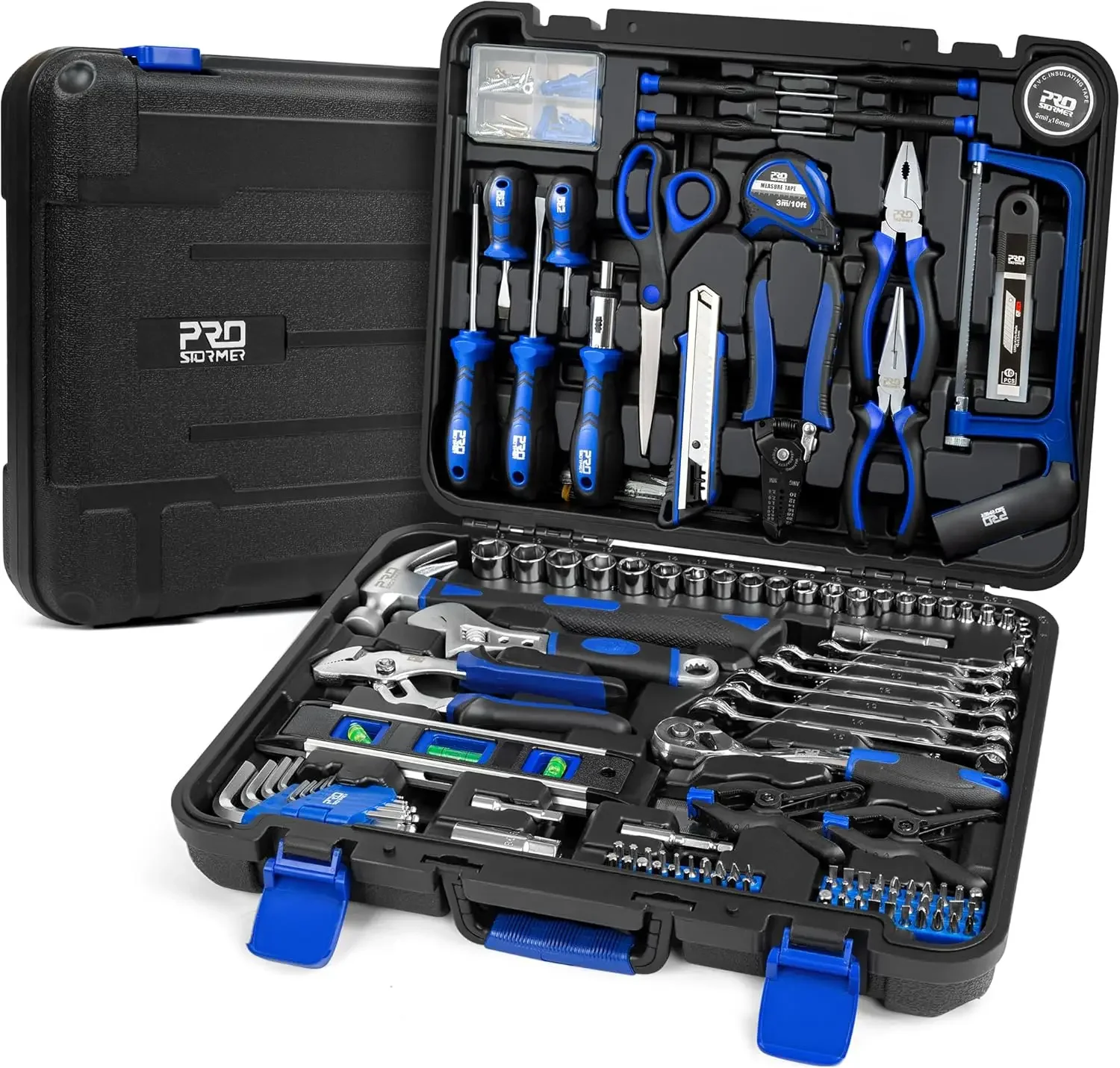 259-Piece Tool Set, General Home/Auto Repair Tool Kit with Plastic Storage Toolbox, Complete Household Tool Box with