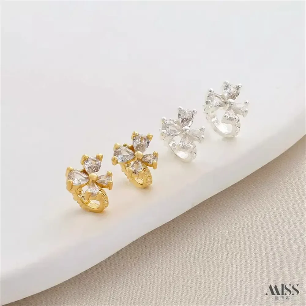 

14K Gold Bag Color Zircon Butterfly Spacer Bead-spaced Running Ring DIY Bracelet Necklace Beaded String Jewelry Accessories
