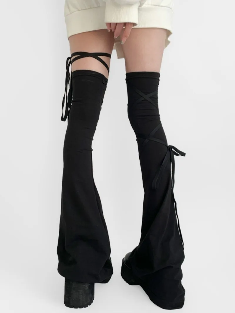 Japanese Spexy Girls Knee Socks Cover Summer Black Stockings Women's Thighs Strap High Wide Leg Subcultural Punk Y2k Socks
