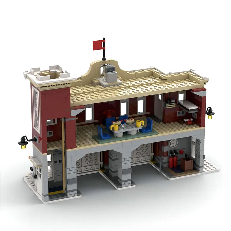 Building Block MOC-156854 Winter Fire Station Building Model 1086PCS Adult and Children's Puzzle Education Birthday Toy Gift