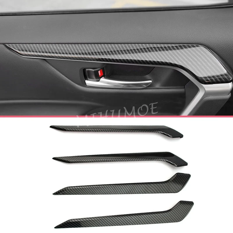 For Toyota RAV4 Suzuki Across 2019-2024 Carbon Fiber Interior Door Panel Molding Trims Stylish Accessories 2020 2021 2022 2023