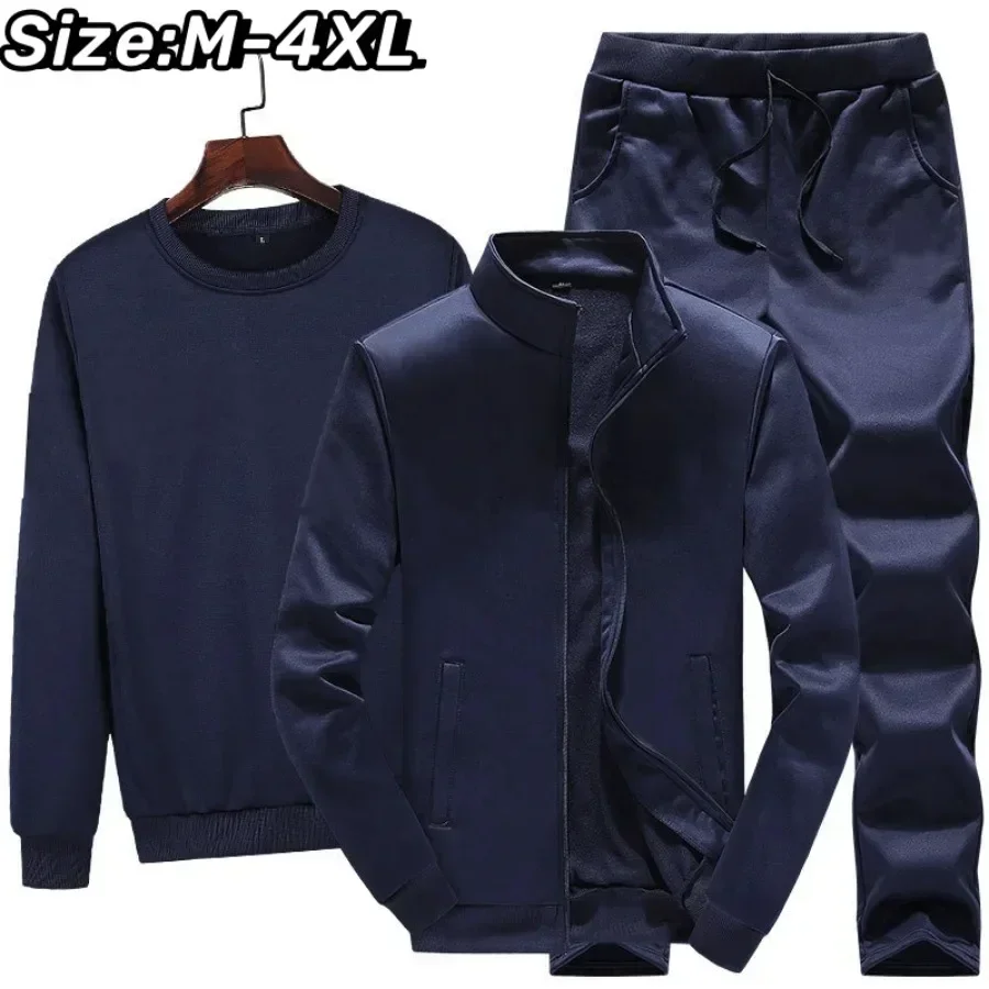 2025 conjuntos masculinos hoodies + jaqueta + calças de suor primavera e outono nova camisola terno masculino casual tendência esportiva terno de