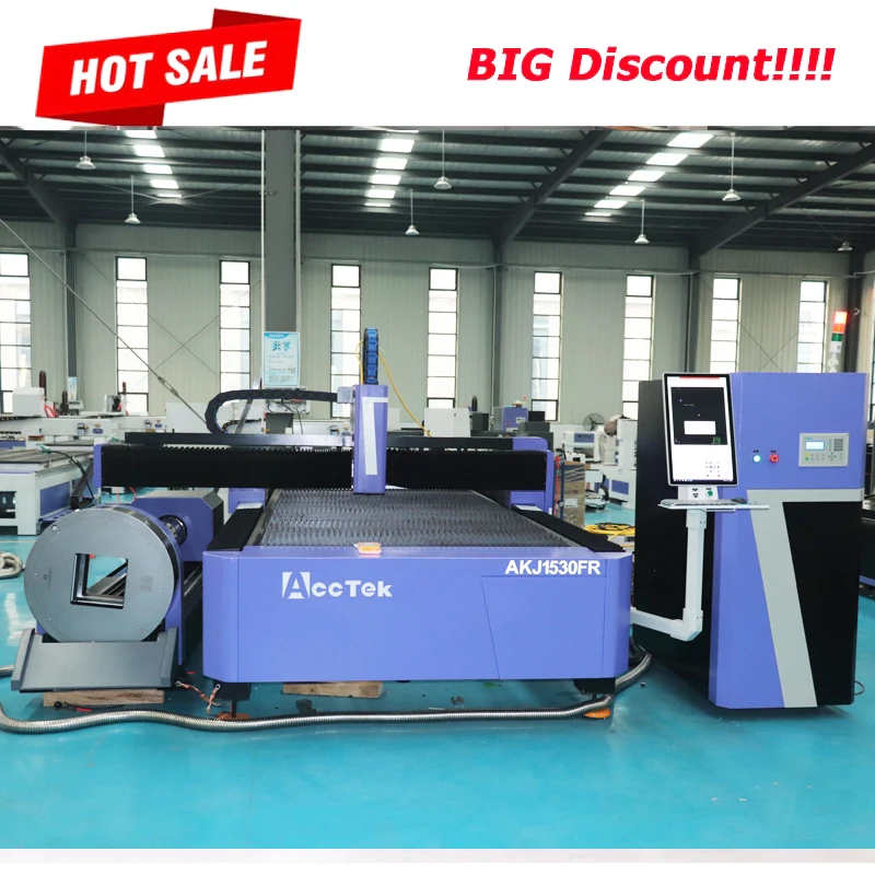 

AccTek Tube Fiber Laser Cutting Machine Steel Tube Cutting Machine With Rotary Axis Fiber Laser Metal Cutting Machine