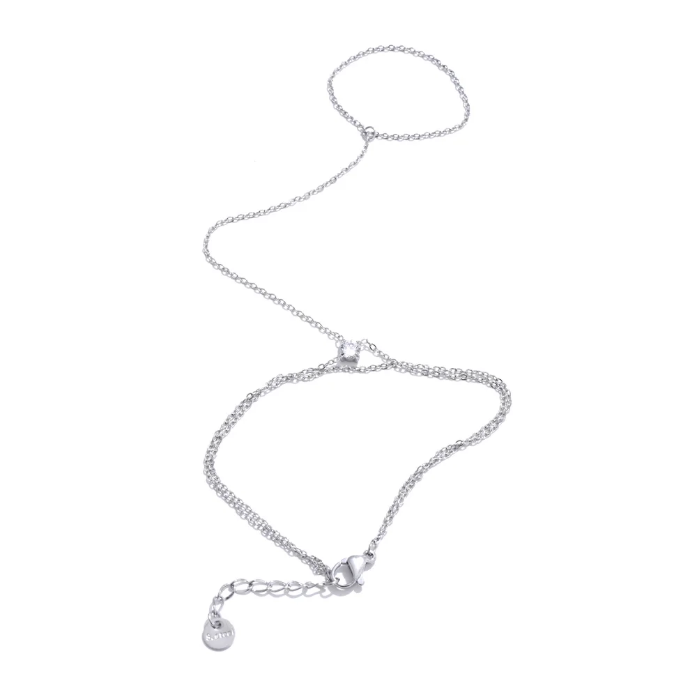 Yhpup Hot Stijl Zirconia Ronde Achterkant van de Hand Ketting Vinger Armband Roestvrij Staal Chique Mode-sieraden Groothandel 2025 Nieuw