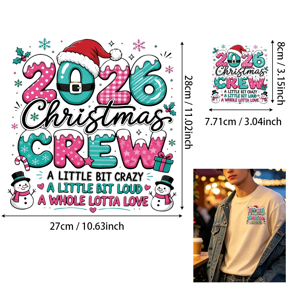 2Pcs 2026 Family Xmas HTV, Snowman Family Iron-on for Holiday Tees, Machine/Hand Wash No Bleed, Soft Touch Easy Press