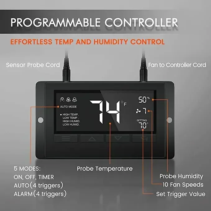 

6 Inch Infinity Ventilation Hydroponic In Line Duct Exhaust Fan With Temperature Humidity Controller