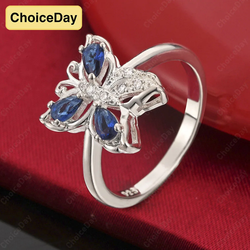 

ChoiceDay 925 Sterling Silver 7-10 Exquisite Butterfly Zircon Ring Women's Wedding Accessories Party Elegant Jewelry