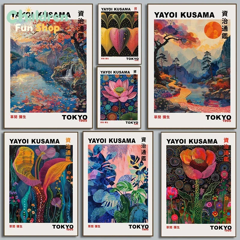 Nordic Japanese Yayoi Kusama Infinite World Colorful Poster Zizhi Tongjian Diamond Painting Wall Art Exhibition Bedroom Decor,