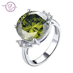Fashion Green Spinel Ring for Women Solitaire Cubic Zircon Silver Band Classic Luxury Engagement Promise Jewelry Christmas Gifts