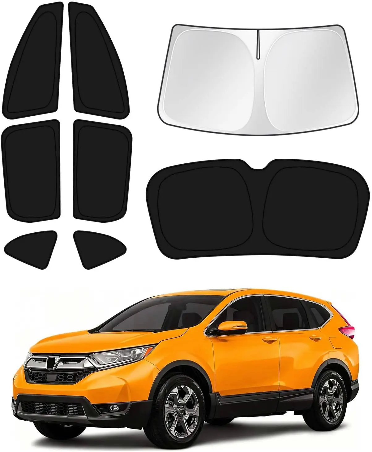 Windshield Sun Shade for 2017-2022 SUV, 8-Piece Car Window Sunshades, Thick UV Blocking Foldable Sun Visor Covers, Keep Interior Cool, Auto Accessories