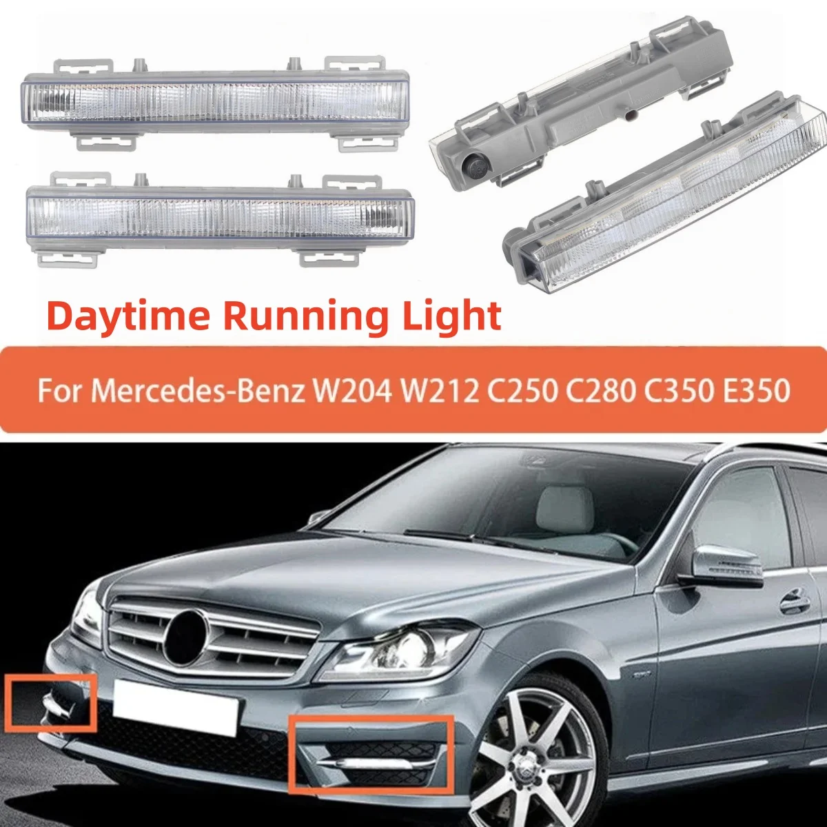 

Левый/правый 12 В для Mercedes-Benz W204 W212 C250 C280 C350 E350 Автомобильные передние светодиодные DRL дневные ходовые огни Противотуманные фары A2049068900