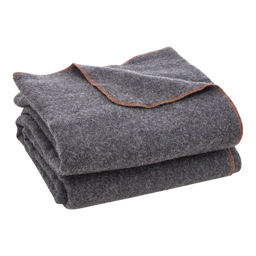 

Wool Camping Blanket 64 x 88 Warm for Camping Hiking Travel Light Grey