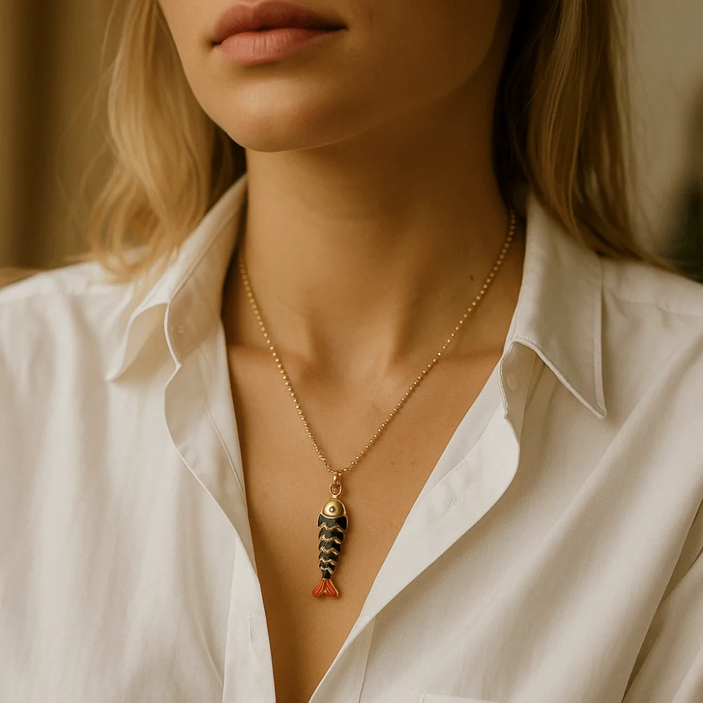 

Ethnic Style Colorful Movable Fish Necklace Marine Organism Charms Goldfish Nylon Rope Necklace Jewelry Accessories Hip Hop