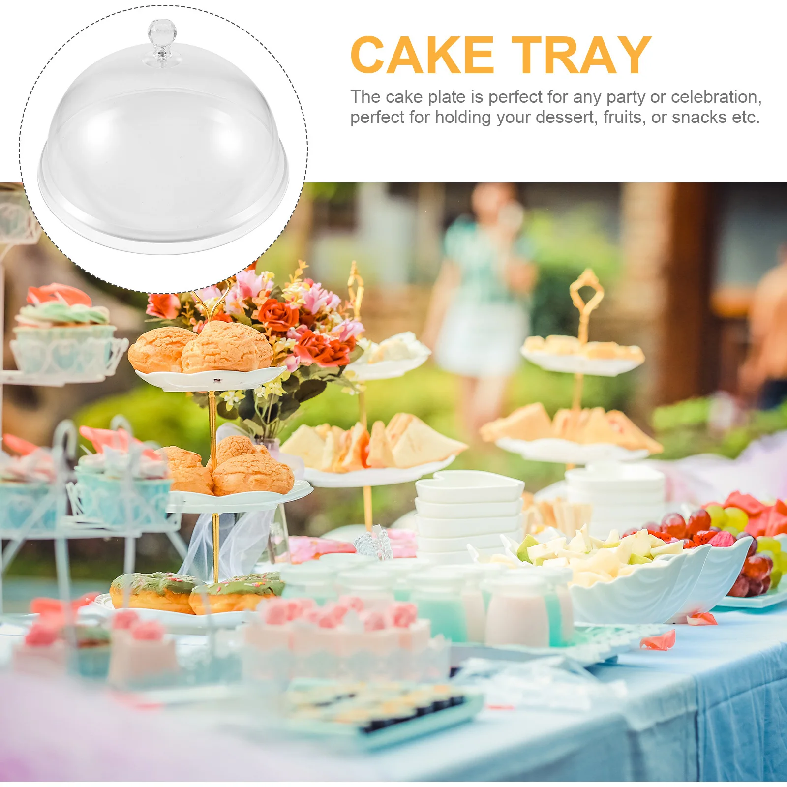 

Elegant Clear Cake Plate Lid Fruits Serving Tray Wedding Party Dessert Display Stand Cake Tray Snack Stand Cupcake Holder