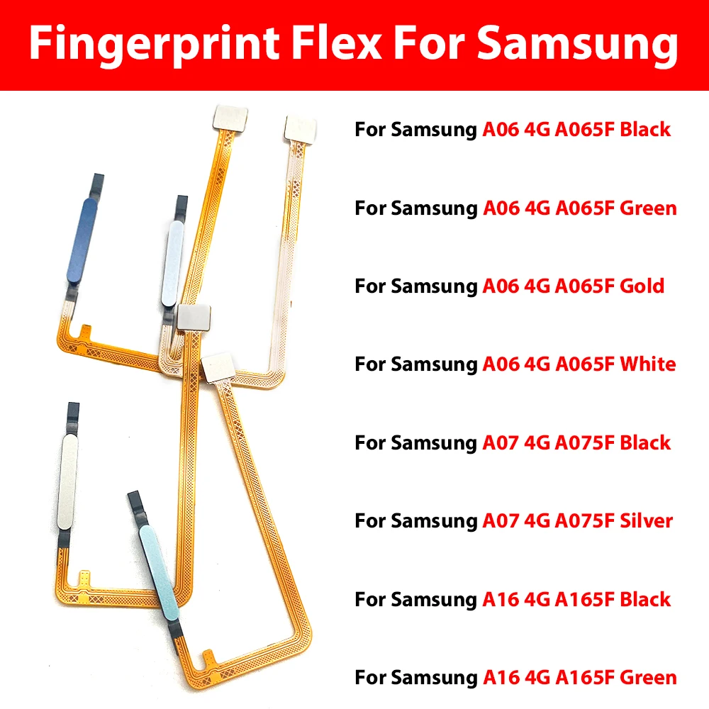 

10 шт., для Samsung A16 4G A07 A17 4G A175F датчик отпечатков пальцев, ключ возврата домой, меню, кнопка включения и выключения, гибкий ленточный кабель