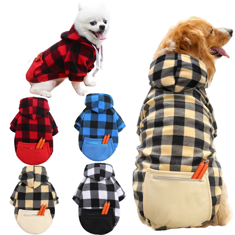 Ropa cálida de invierno para mascotas, abrigo con bolsillo, Sudadera con capucha para perros pequeños, medianos, Grandes, Chihuahua, chaquetas de