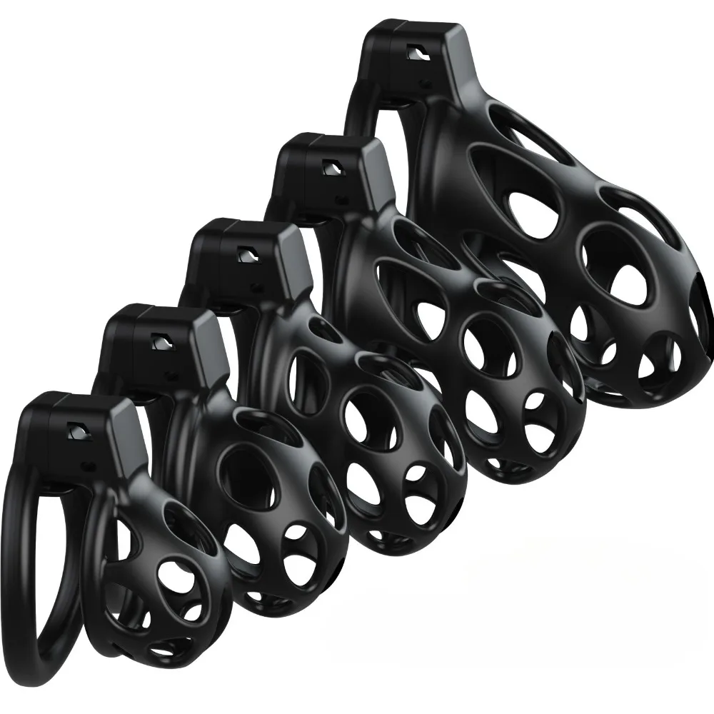 5 Sizes  Chastity Lock in Black Luxury Matte Finish SM Fetish Breathable Male Chastity Device Prohibited Abstinence Masturbation