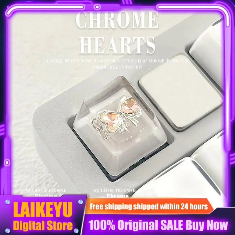 Pink Diamond Butterfly Theme Drip Glue Keycaps Mechanical Keyboard Cross Axis PC Game Keyboard Collection Gifts Custom Keycaps
