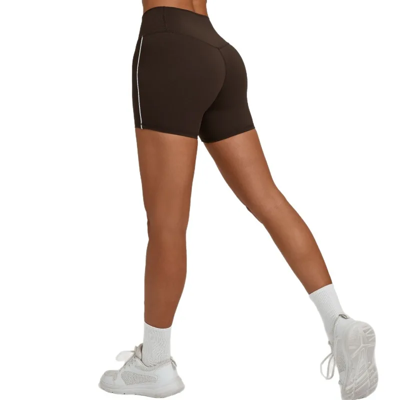 

Women's Color Block Brushed Yoga Shorts - High-Waisted Tummy Control & Booty-Lifting Tight-Fit Running Workout Gym Shorts