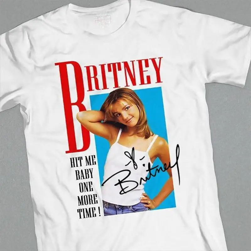 

Бритни Спирс Signature For Fans Хлопковая белая футболка в полный размер