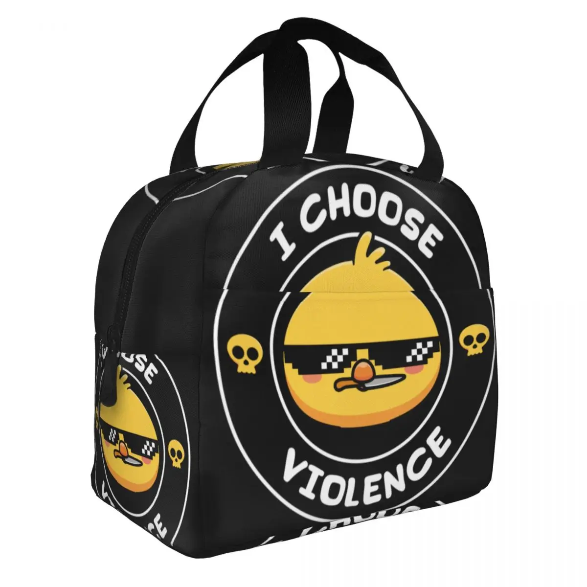 I Choose Violence Funny Duck Lunch Bag Men Women Warm Cooler Insulated Lunch Boxes for Office