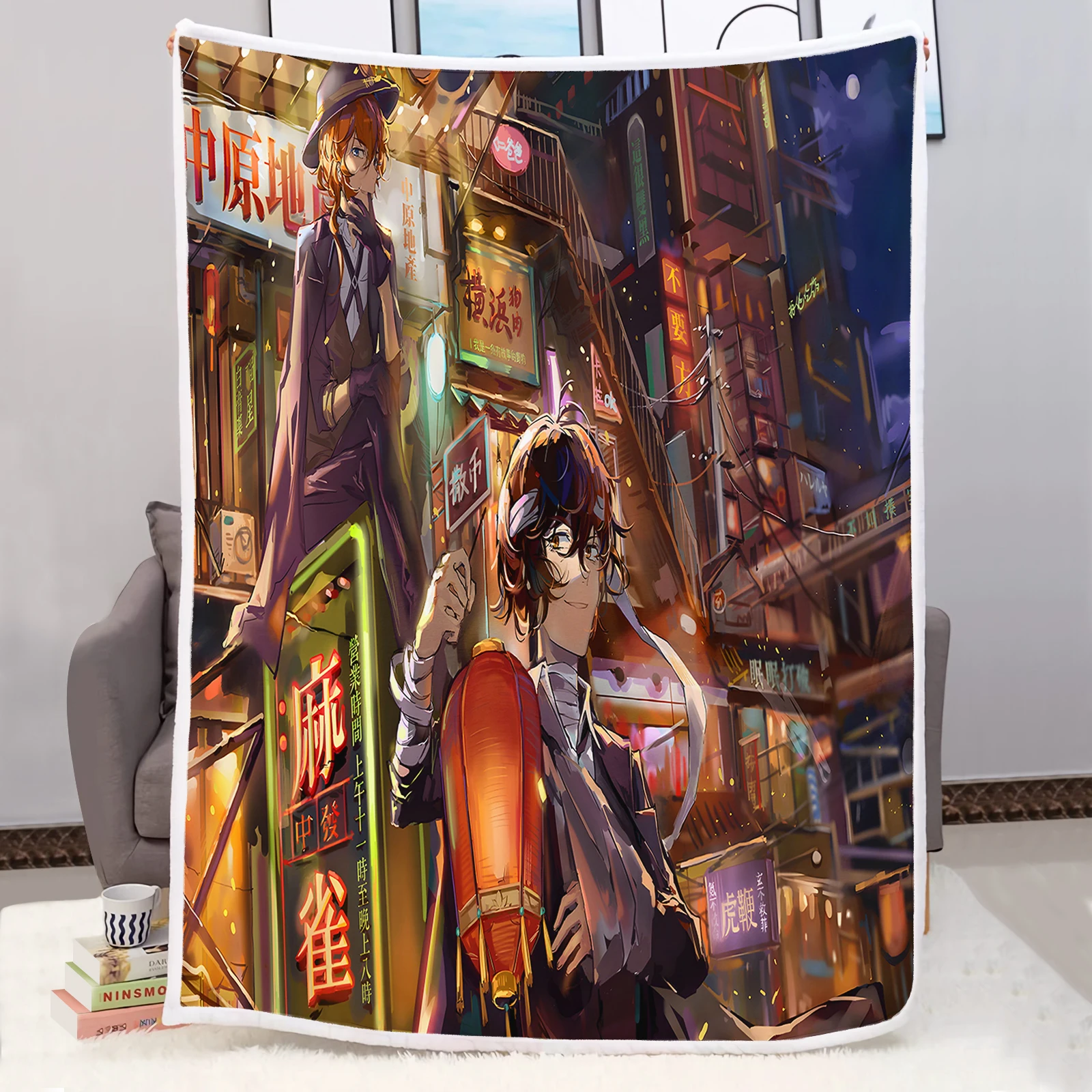 Anime Bungo Stray Dogs Print Blanket Warm Flannel Blanket for Bedroom Sofa