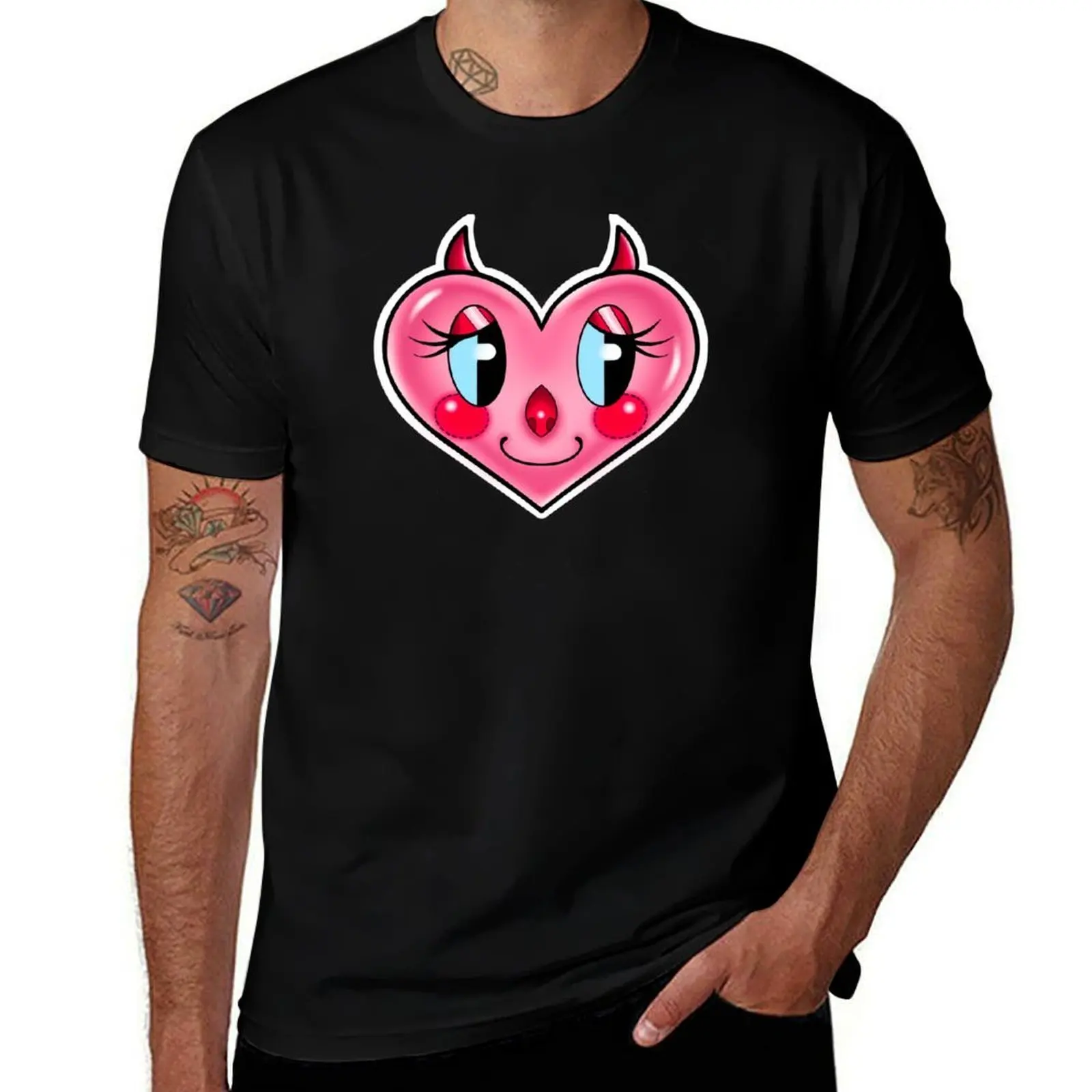 

Pink Devil Heart T-Shirt rapper graphic tees anime stuff custom t-shirts mens designer clothes