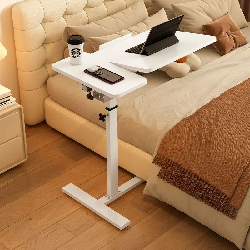 Adjustable Height Laptop Desk Folding Movable Bedside Table With Wheels Sofa Side Table Small Home Office Study Desk