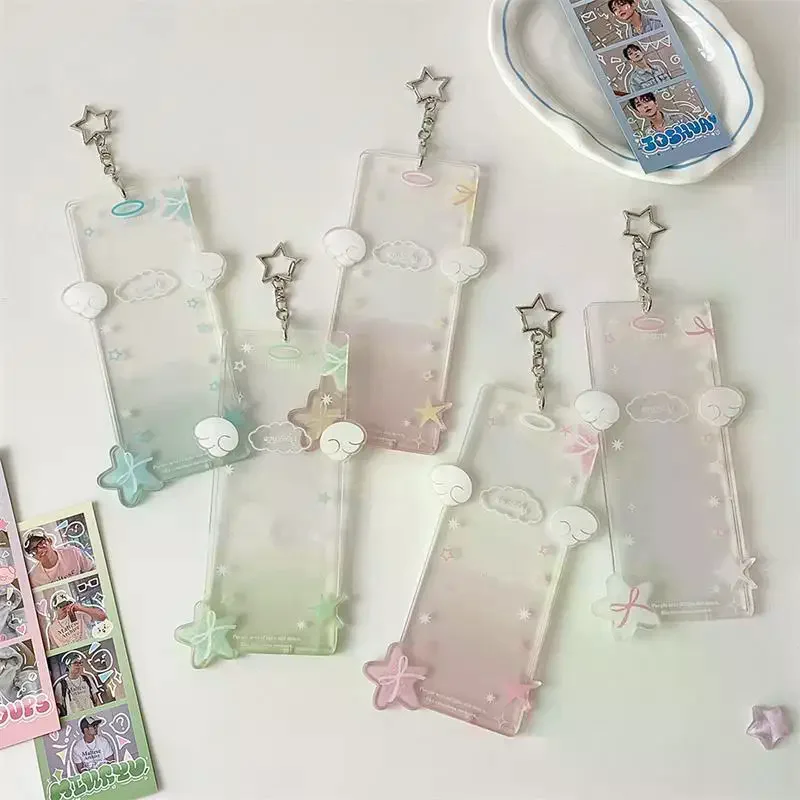 Cute Star compartment Photocard Holder Acrylic Card Holder Idol Photo Storage Card Display Protect Pendant DIY Decor Gifts