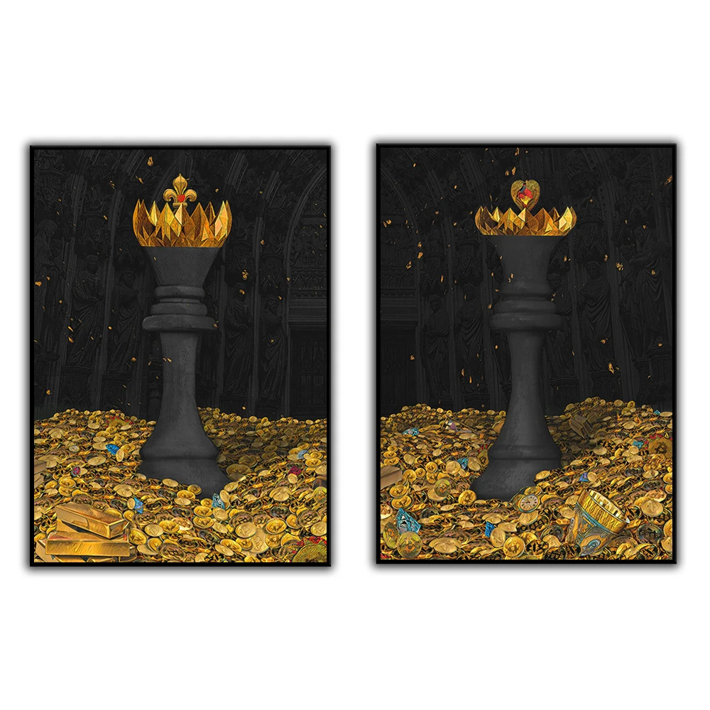 

Black Chess Pieces Pop Culture Wall Art | Entrepreneur Canvas Print | Bitcoin Crypto Wall Art Board Game Decor
