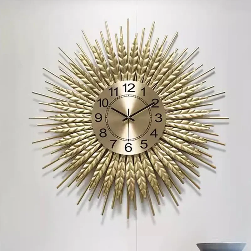 ساعة حائط حديدية أمريكية ديكور فاخر صامت لغرفة المعيشة بهو غرفة الطعام ديكور منزلي حديث فن جداري معدني أنيق