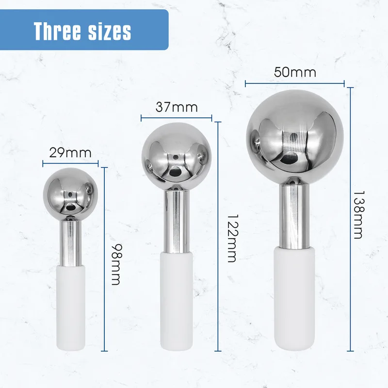 ความงามพลังงานคริสตัลบอลลูกบอลนวดหน้าสแตนเลสสตีลลูกโลกน้ําแข็ง Roller Lifting กําจัดริ้วรอย Skin Care เครื่องมือ