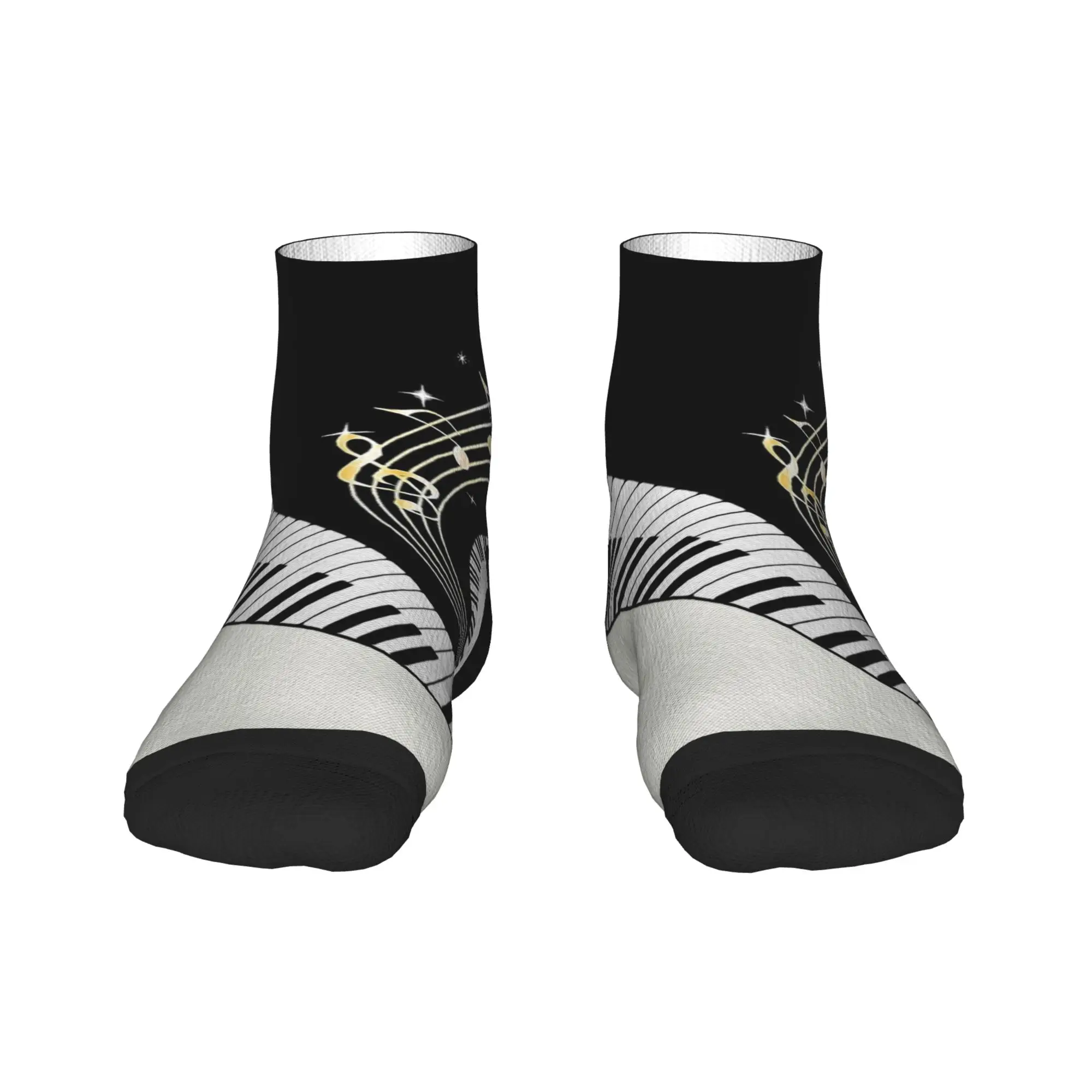 الكاحل الجوارب للنساء الرجال النوتات الموسيقية البيانو لوحة المفاتيح الفن الجوارب غير رسمية مخصصة عدم الانزلاق لينة الخريف مضحك الرياضة في الهواء الطلق جورب #2