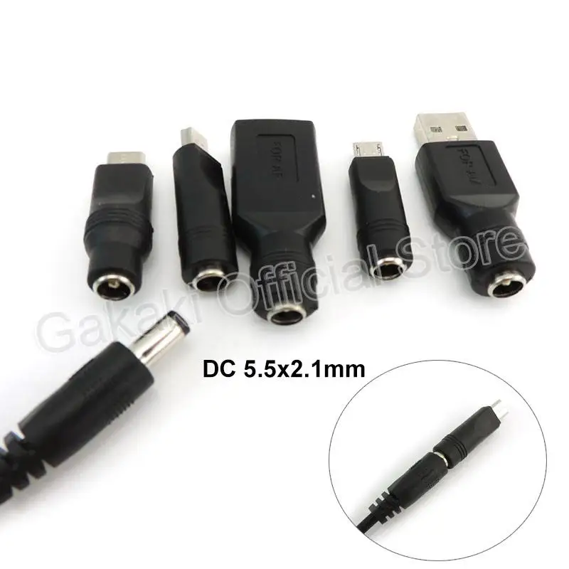 USB 5V to DC 5V 9V 12V Mirco USB Mini 5pin Type C Power Boost Line Step UP Module USB Converter Adapter Cable 2.1x5.5mm Plug J17