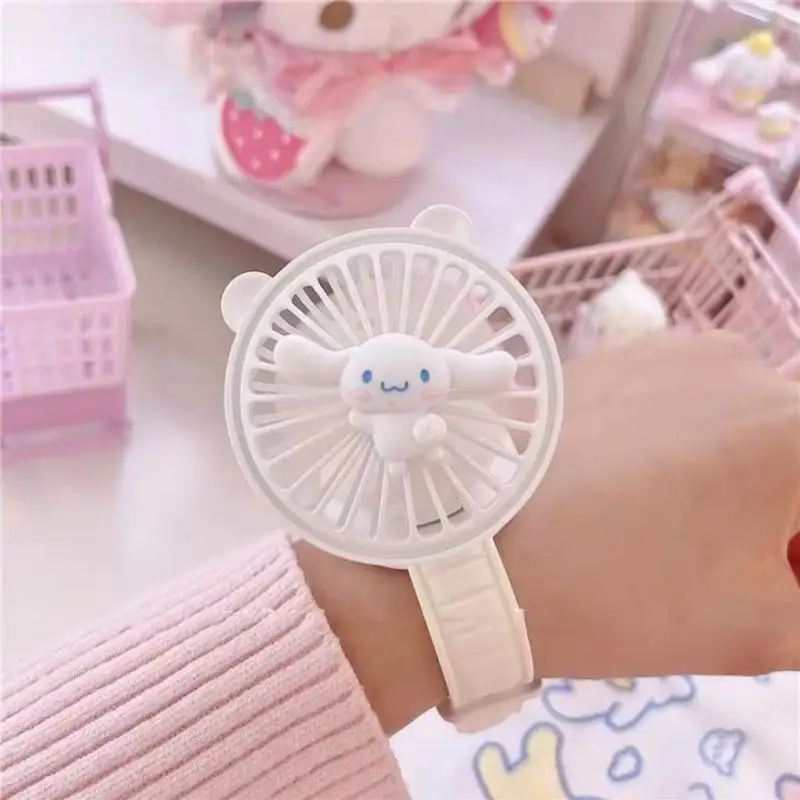 

Sanrio Cinnamoroll Small Fan Summer Anime Cartoon Children Girl Student Mini Fan My Melody Campus Fan Kawaii Portable Watch Fan