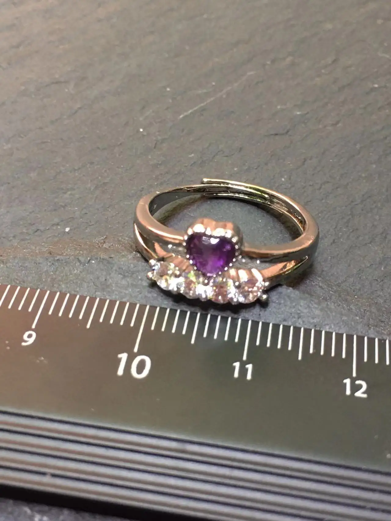 MM Natural Amethyst Ring Adjustable CAT Female Stone Ring Jewelry for Women Gift Wholesale High Quality Vintage Fine