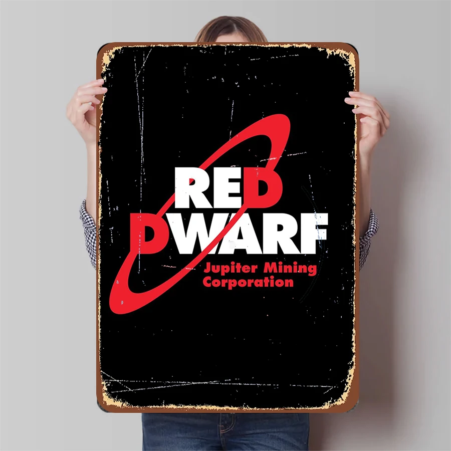 Red Dwarf TV Series Logo Metal Wall Art Jupiter Mining Corporation Decorative Iron Poster for Home Bar Man Cave
