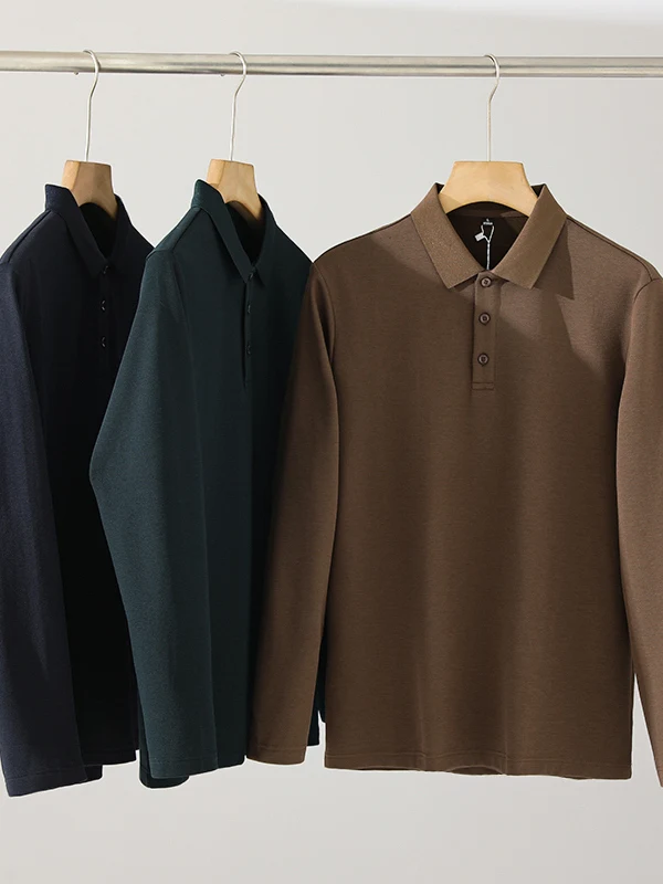 

Мужская рубашка из смесового шелка с длинным рукавом, на флисовой подкладке, однотонная, для осени и зимы, приятная к телу, теплая, повседневная.