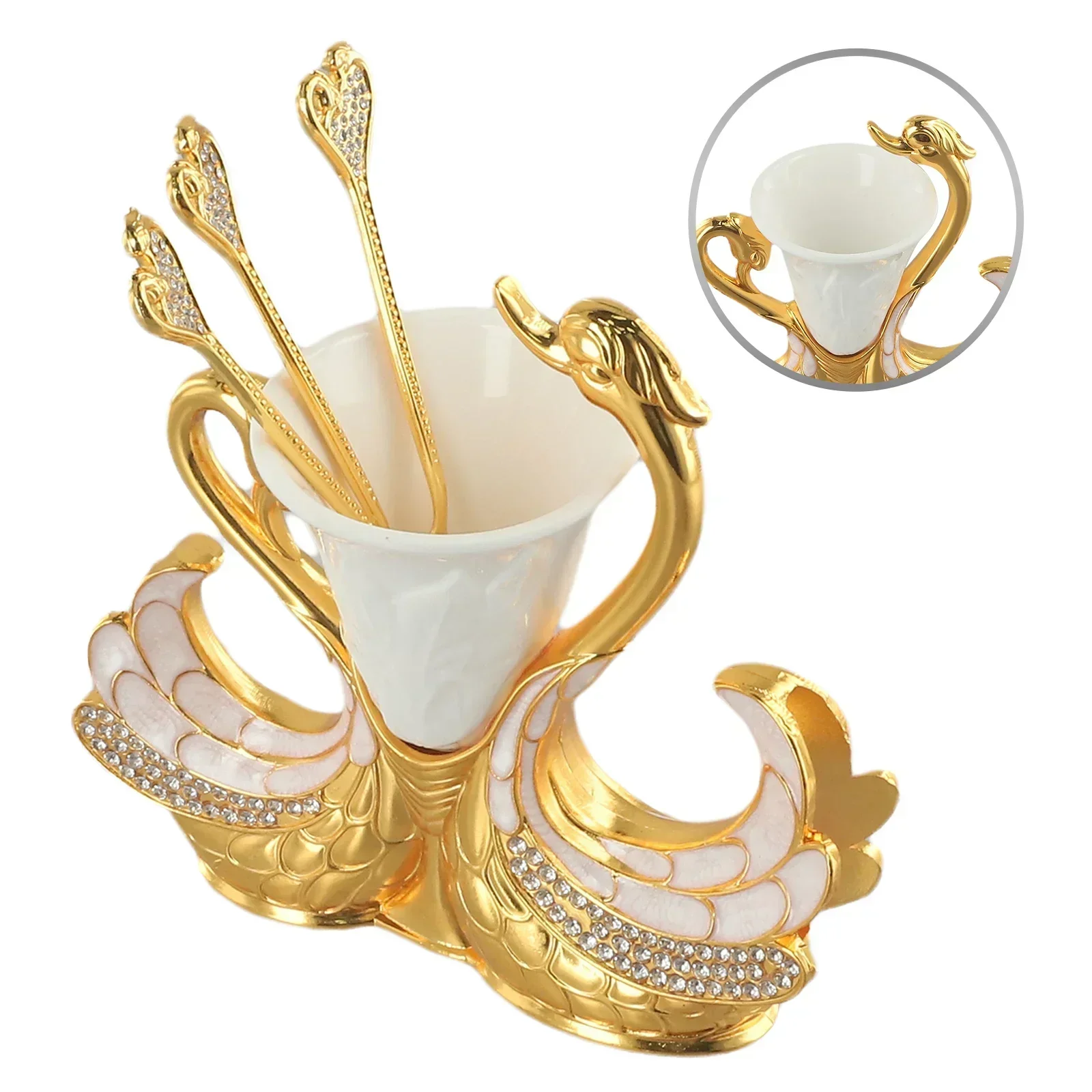 Swan Base Holder Dinnerware Set Spoon And Fork For Tea Coffee Desserts Appetizers Easy To Clean And Dishwasher Safe