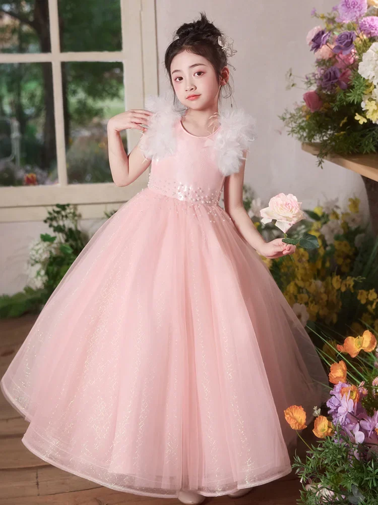 

2025Girls' Summer New Host Children's Day Performance Puffy Show Birthday Dress